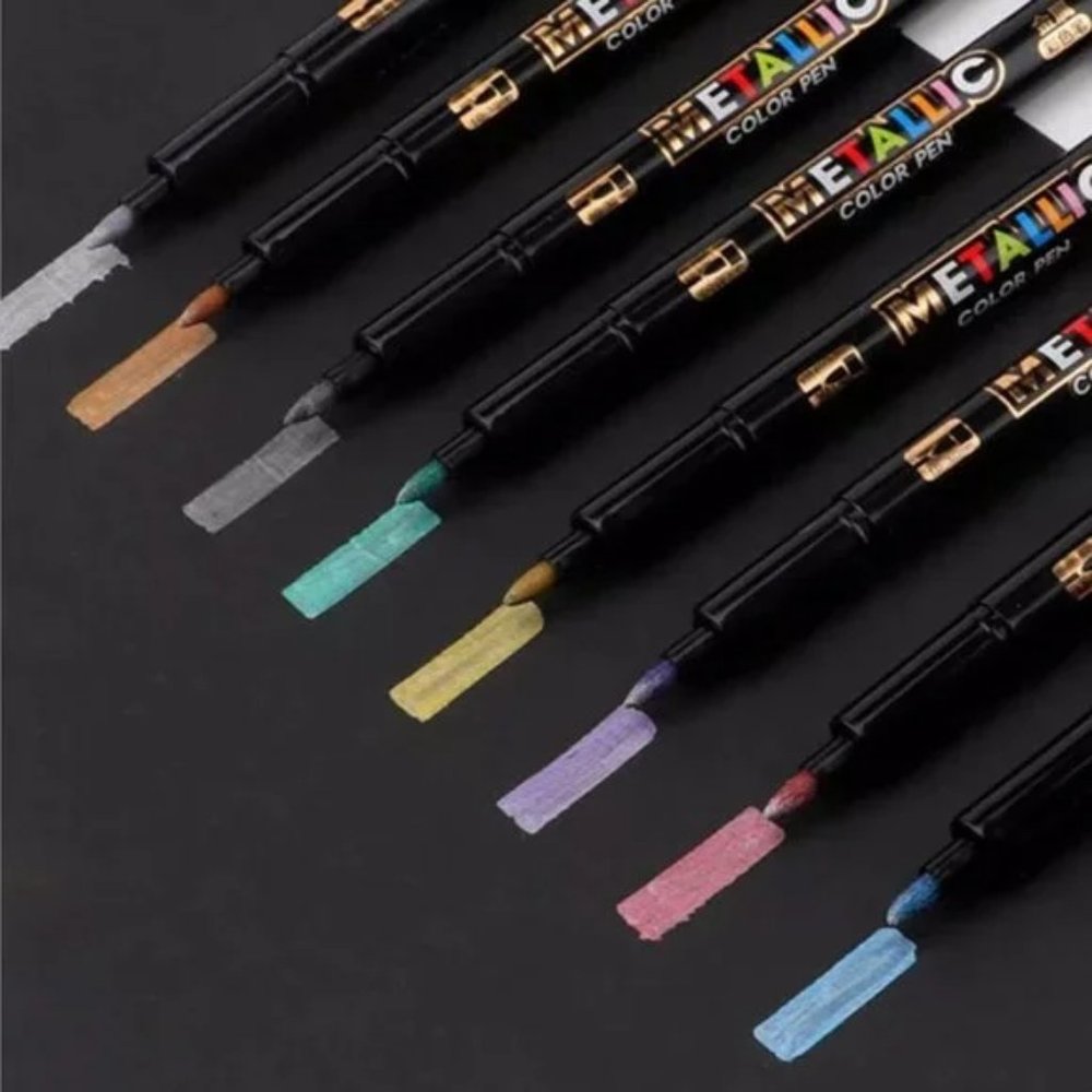 8 Piece Metallic Color Marker Pens - Picture 2 of 4